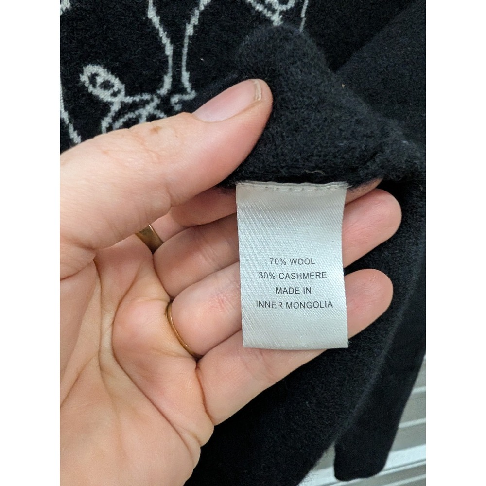 Jumper 1234 French Bulldog Wool Cashmere Sweater Black Crew Neck Frenchie- XS - Picture 7 of 7